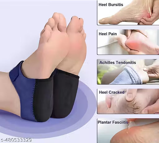 Gel Heel Cups and Heel Pads – Shock Absorbing Cushion Support for Men and Women | Heel Protector for Heel and Ankle Pain Relief (Blue, Free Size)
