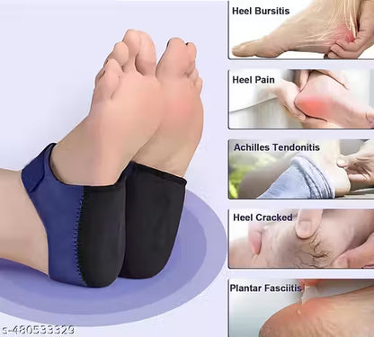 Gel Heel Cups and Heel Pads – Shock Absorbing Cushion Support for Men and Women | Heel Protector for Heel and Ankle Pain Relief (Blue, Free Size)